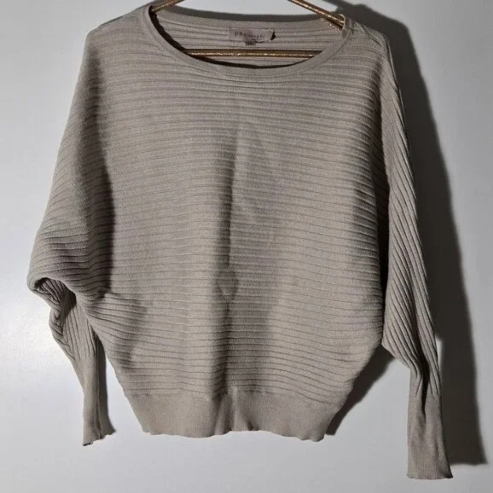 Philosophy Cream Crew Neck Sweater Beige Tan Long Sleeves - Picture 2 of 3